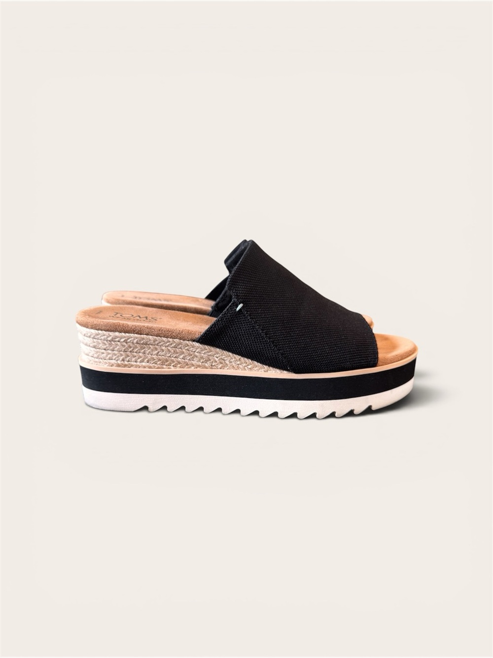 Toms Black Platform Espadrille Mule